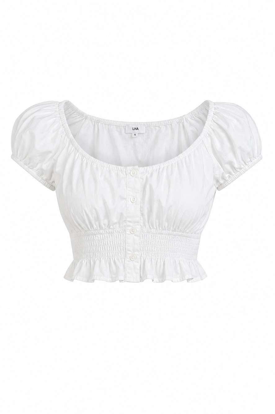 LPA - Annalie Crop Top with Puff Sleeves - XXS (Like New)